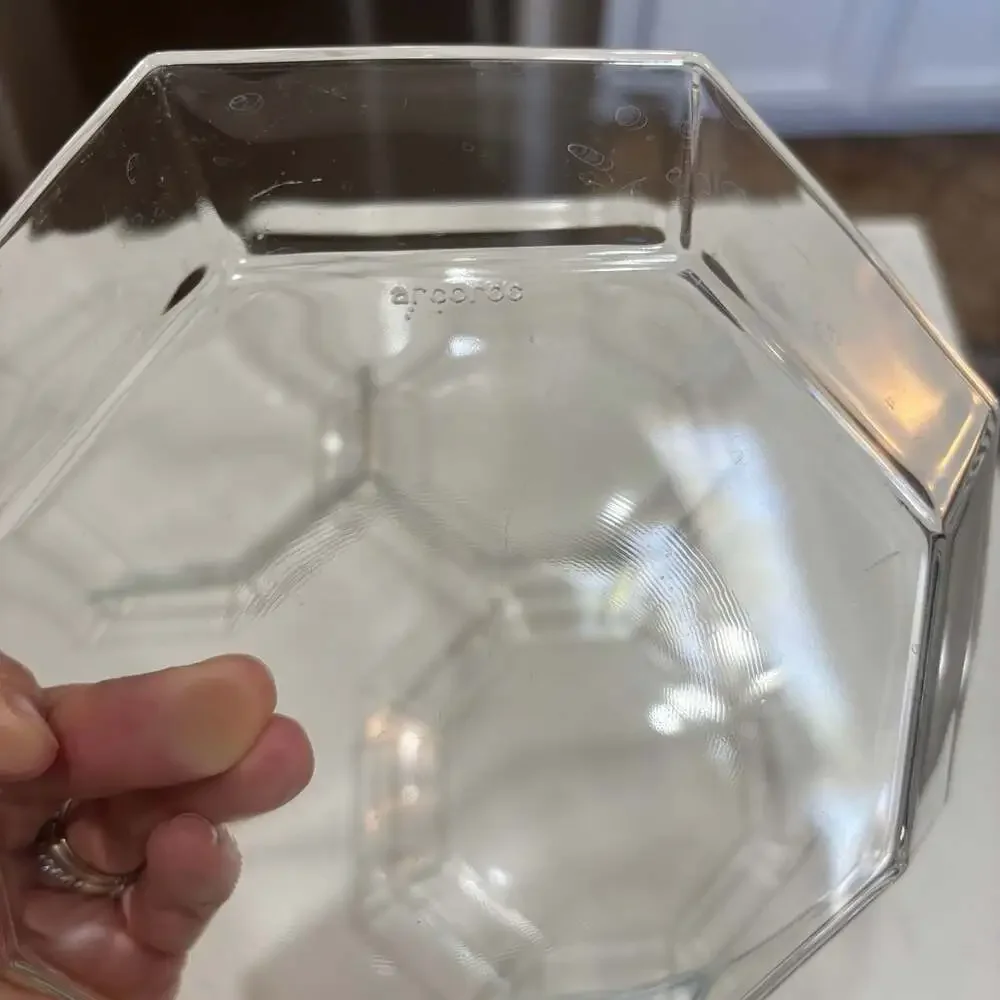 Vintage Arcoroc Octime Octagonal Clear Glass Soup Bowls 7.5” (6)